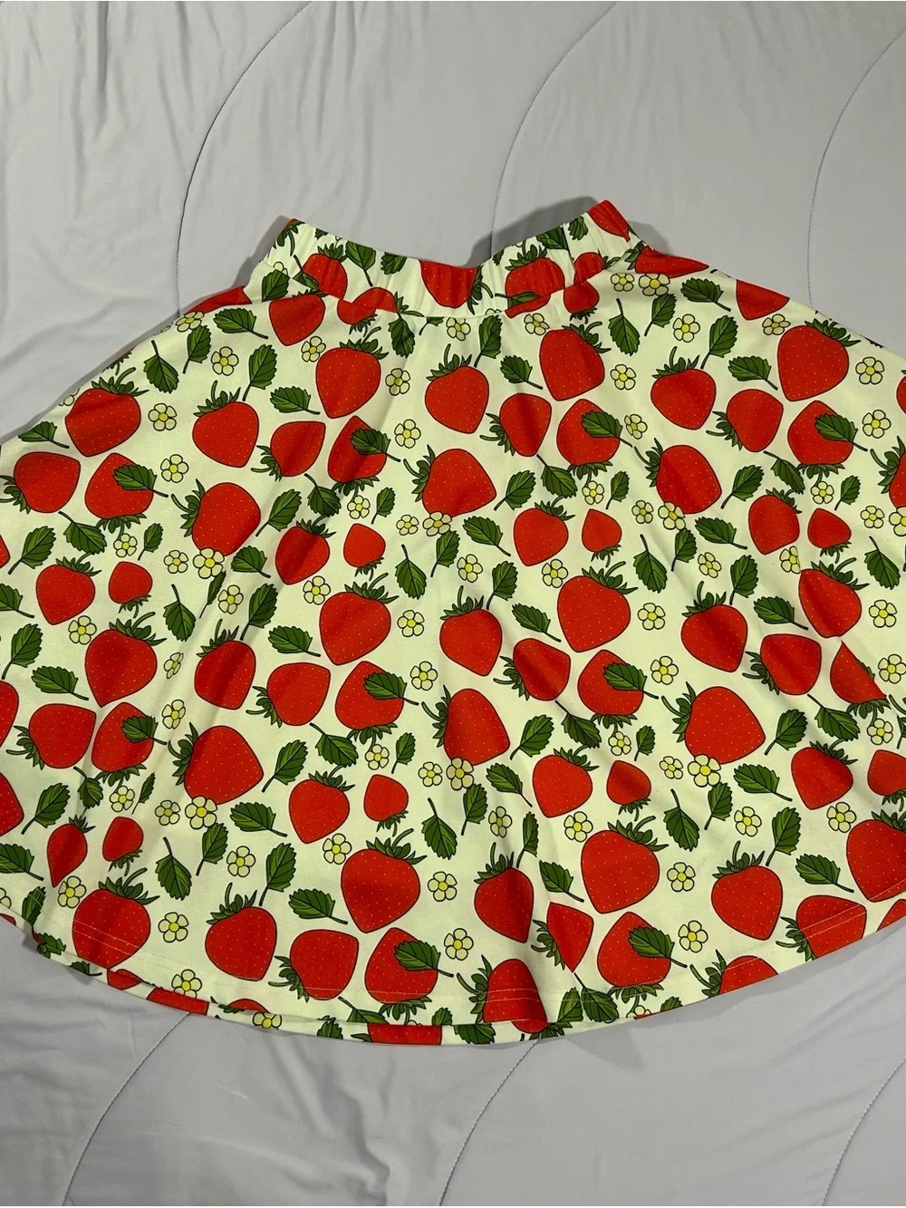 Strawberry Print A-Line Skirt - Red/Green - Picture 2 of 2